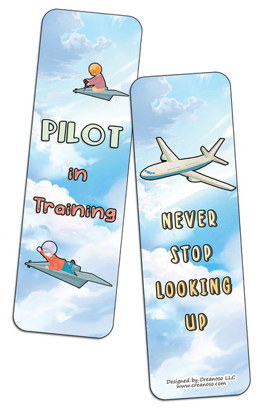 Creanoso Future Pilot Bookmarks (2-Sets X 6 Cards) â€“ Daily Inspirational Card Set â€“ Interesting Book Page Clippers â€“ Great Gifts for Adults and Professionals