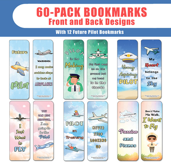 Creanoso Future Pilot Bookmarks (10-Sets X 6 Cards) â€“ Daily Inspirational Card Set â€“ Interesting Book Page Clippers â€“ Great Gifts for Adults and Professionals