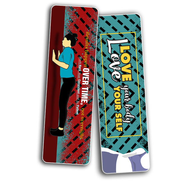 Creanoso Fitness Bookmarks (30-Pack) - Premium Gift Set - Awesome Bookmarks for Body Builders, Fitness Athletes, Men, Women - Six Bulk Assorted Bookmarks Designs - Cool Giveaways Set