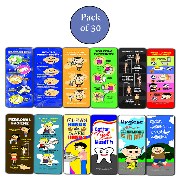 Creanoso Hygiene for Kids Bookmarks (30-Pack) - Premium Quality Gift Ideas for Children, Teens, Adults for All Occasions - Stocking Stuffers Party Favor & Giveaways