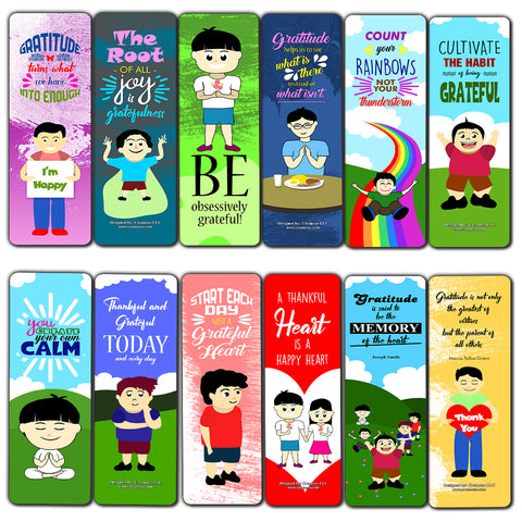 Cultivate Gratitude Bookmarks for Kids - Six Assorted Quality Bookmarker Cards Bulk Set ÃƒÂ¢Ã¢â€šÂ¬Ã¢â‚¬Å“ Premium Gift Tokens for Boys and Girls