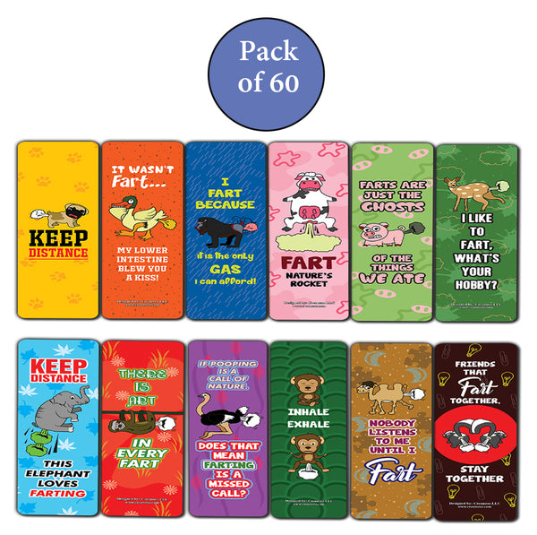 Creanoso Funny Animal Farting Bookmarks Series 2 - Cool Giveaways for Book Readers