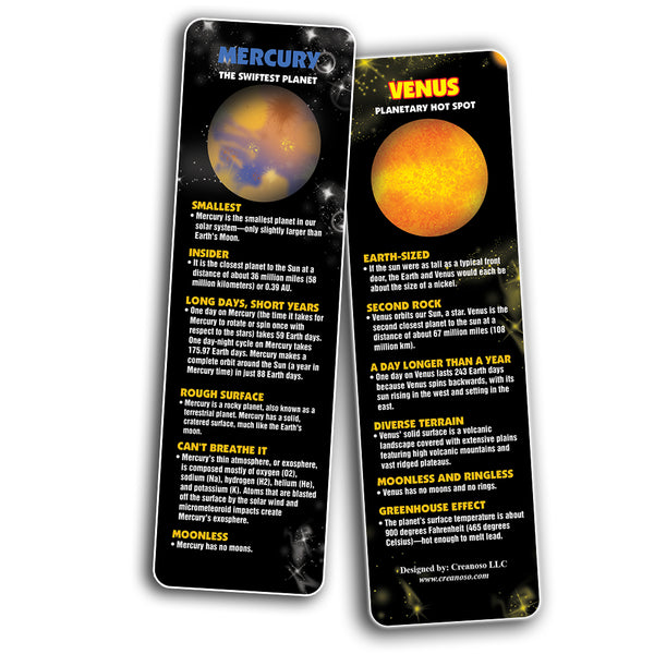 Creanoso Planet Facts Bookmark Cards ÃƒÂ¢Ã¢â€šÂ¬Ã¢â‚¬Å“ Premium Quality Book Page Clipper Set