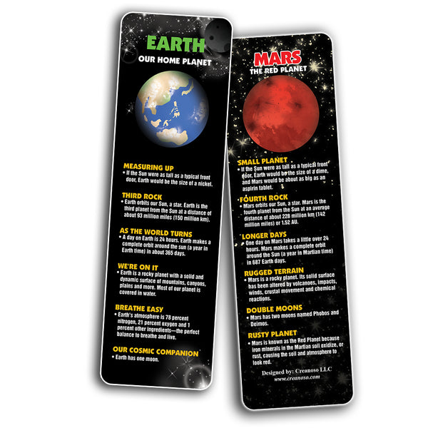 Creanoso Planet Facts Bookmark Cards ÃƒÂ¢Ã¢â€šÂ¬Ã¢â‚¬Å“ Premium Quality Book Page Clipper Set