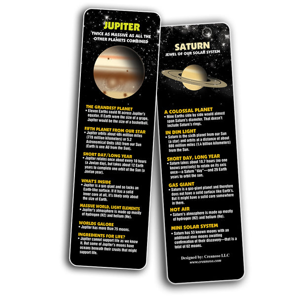 Creanoso Planet Facts Bookmark Cards ÃƒÂ¢Ã¢â€šÂ¬Ã¢â‚¬Å“ Premium Quality Book Page Clipper Set