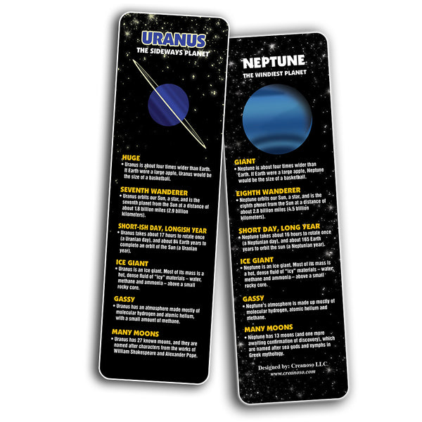 Creanoso Planet Facts Bookmark Cards ÃƒÂ¢Ã¢â€šÂ¬Ã¢â‚¬Å“ Premium Quality Book Page Clipper Set
