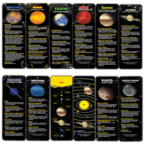 Creanoso Fun Facts About Planets Bookmarks (30-Pack) ÃƒÂ¢Ã¢â€šÂ¬Ã¢â‚¬Å“ Planetary Facts Bookmark Design Bulk Set ÃƒÂ¢Ã¢â€šÂ¬Ã¢â‚¬Å“ Premium Quality Book Clippers for Kids, Boys, Girls ÃƒÂ¢Ã¢â€šÂ¬Ã¢â‚¬Å“ Cool Gift Tokens for Men Women Employees