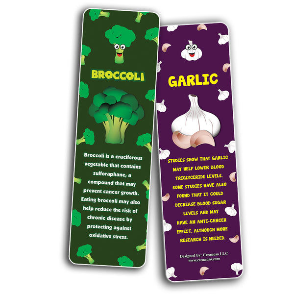 Vegetables Bookmarks Cards (30-Pack) - Healthy Choice Nutrition Food Educational Teaching Material - Keepsake for Kids Children - Teacher Rewards for Students Classroom Rewards Incentive