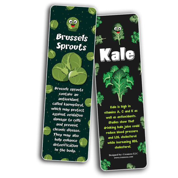 Vegetables Bookmarks Cards (30-Pack) - Healthy Choice Nutrition Food Educational Teaching Material - Keepsake for Kids Children - Teacher Rewards for Students Classroom Rewards Incentive