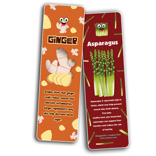 Vegetables Bookmarks Cards (30-Pack) - Healthy Choice Nutrition Food Educational Teaching Material - Keepsake for Kids Children - Teacher Rewards for Students Classroom Rewards Incentive