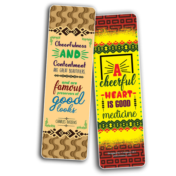 Cheerful Quotes Motivational Bookmarks - Positive Motivational Self Help Bookmarker Card - Best Encouragement Set