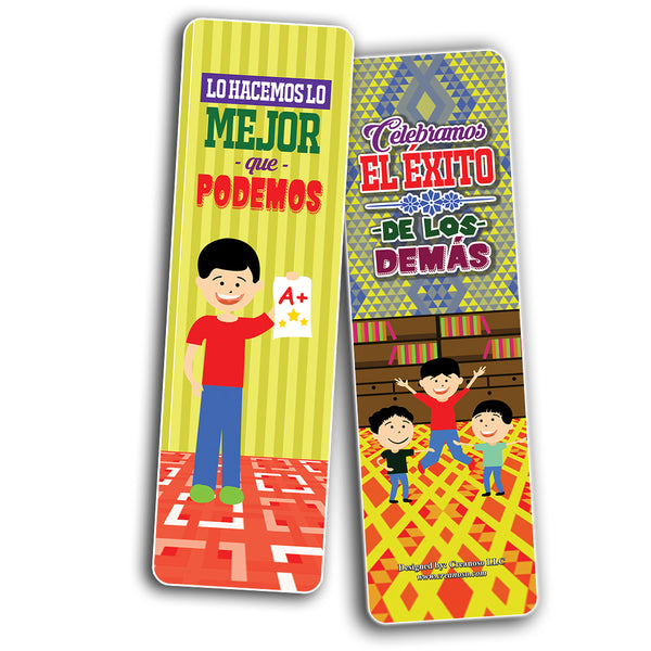 Spanish Positive Classroom Expectation Bookmarks Cards - Assorted Pack Collection for Inspiring Book Reader and Lovers