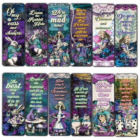 Creanoso Alice in Wonderland Bookmarks Series 2 (60-Pack) Ã¢â‚¬â€œ Awesome Book Page Marker Clip Set Ã¢â‚¬â€œ Premium Gift for Boys & Girls, Children Ã¢â‚¬â€œ Rewards Incentives Ã¢â‚¬â€œ Card Stock Ã¢â‚¬â€œ Teacher Rewards