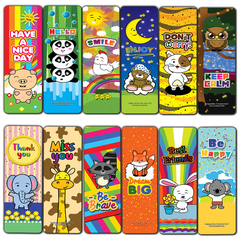 Creanoso Cute Animal Greetings Bookmarks - Awesome Gift Set and Incentives