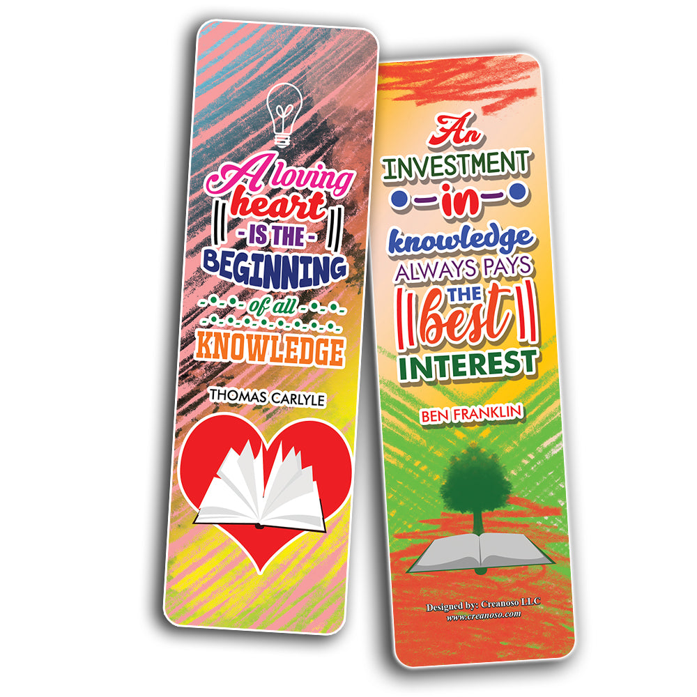 Creanoso Knowledge Quotes Bookmarks - Unique Stocking Stuffers Gifts for Boys and Girls