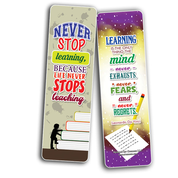 Creanoso Learning Quotes Bookmarks - Awesome Stockin Stuffers and Gift Ideas