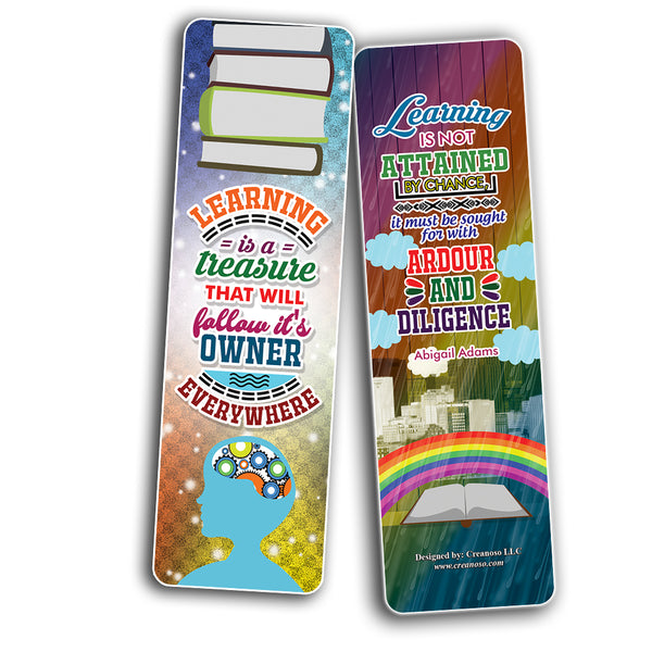 Creanoso Learning Quotes Bookmarks - Awesome Stockin Stuffers and Gift Ideas