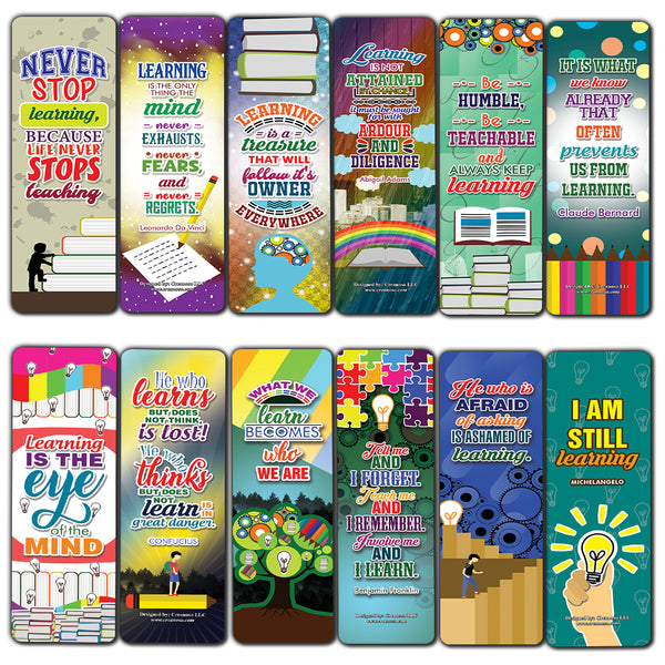 Creanoso Learning Quotes Bookmarks - Awesome Stockin Stuffers and Gift Ideas