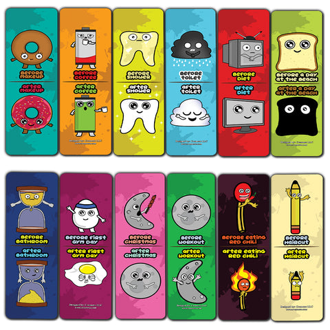 Creanoso Cute Before and After Illustration Bookmarks ÃƒÂ¢Ã¢â€šÂ¬Ã¢â‚¬Å“ Unique Stocking Stuffers Gifts for Bookworms