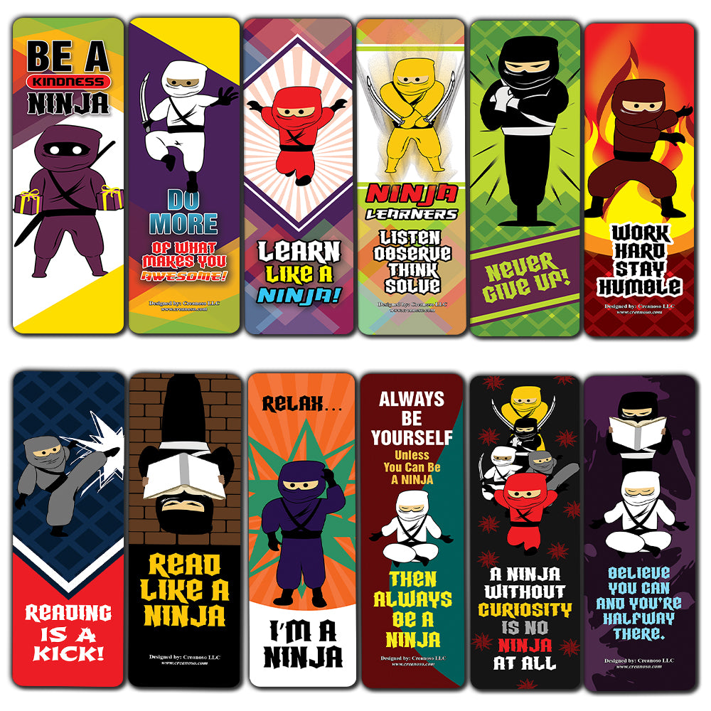 Creanoso Ninja Bookmarks Cards Bookmarks - Unique Stocking Stuffers Gifts for Kids