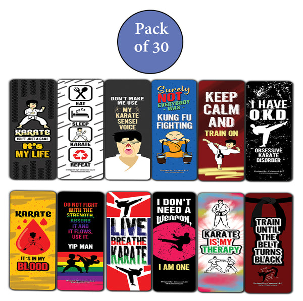 Karate Book Page Clipper Cards (30-Pack) - Assorted Designs for Children - Classroom Reward Incentives for Students - Stocking Stuffers & Party Favors