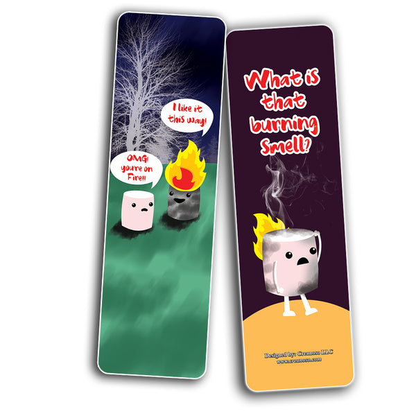 Creanoso Cute Marshmallow Puns Jokes BookmarksÃƒÂ¢Ã¢â€šÂ¬Ã¢â‚¬Å“ Unique Stocking Stuffers Gifts for Bookworms