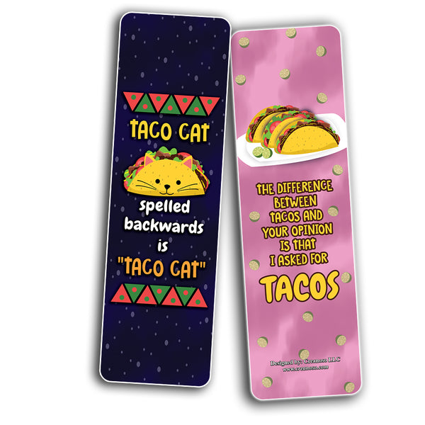 Creanoso Funny Tacos Puns Jokes BookmarksÃƒÂ¢Ã¢â€šÂ¬Ã¢â‚¬Å“ Unique Stocking Stuffers Gifts for Bookworms