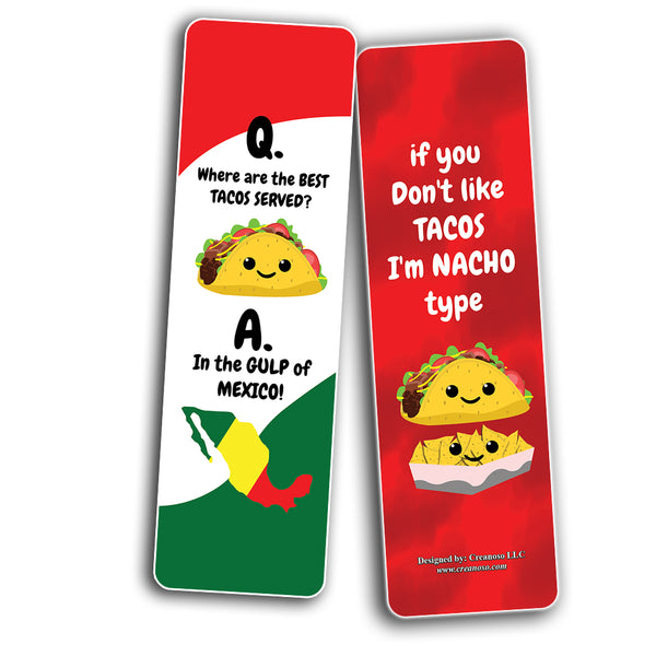 Creanoso Funny Tacos Puns Jokes BookmarksÃƒÂ¢Ã¢â€šÂ¬Ã¢â‚¬Å“ Unique Stocking Stuffers Gifts for Bookworms