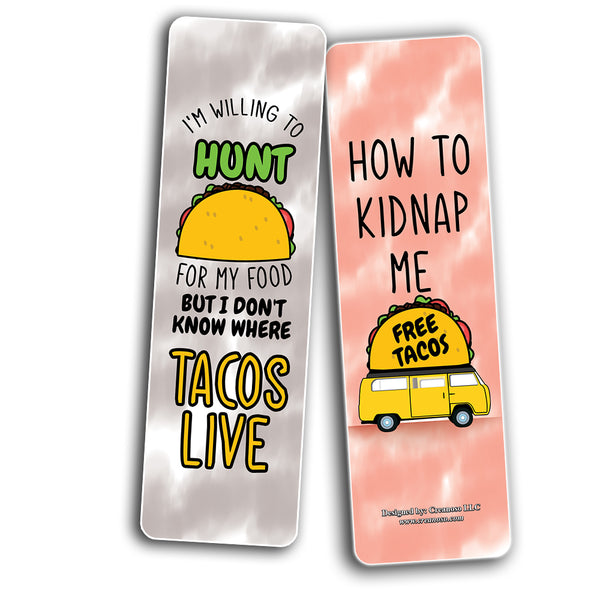 Creanoso Funny Tacos Puns Jokes BookmarksÃƒÂ¢Ã¢â€šÂ¬Ã¢â‚¬Å“ Unique Stocking Stuffers Gifts for Bookworms