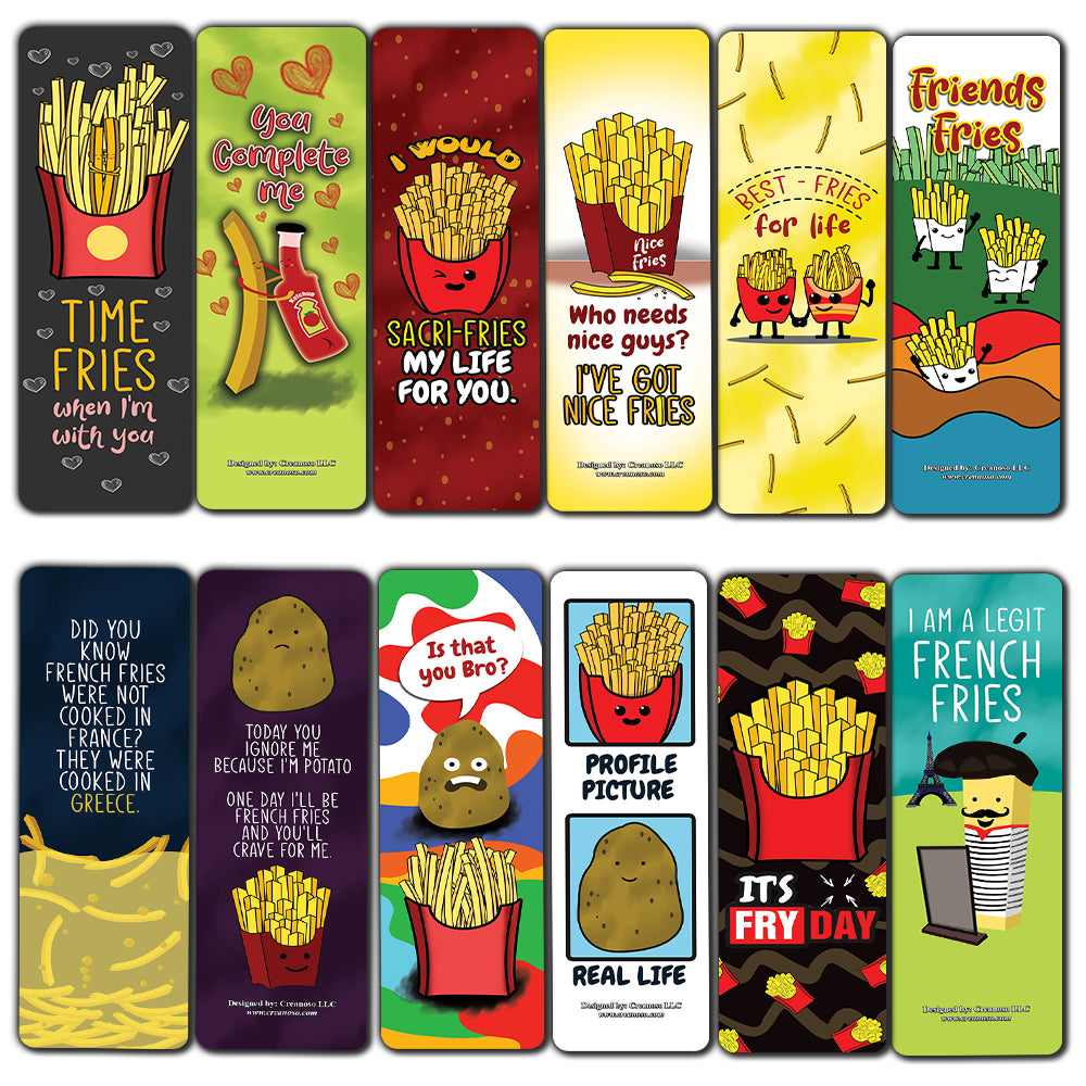 Creanoso Funny Fries Puns Jokes BookmarksÃƒÂ¢Ã¢â€šÂ¬Ã¢â‚¬Å“ Unique Stocking Stuffers Gifts for Bookworms
