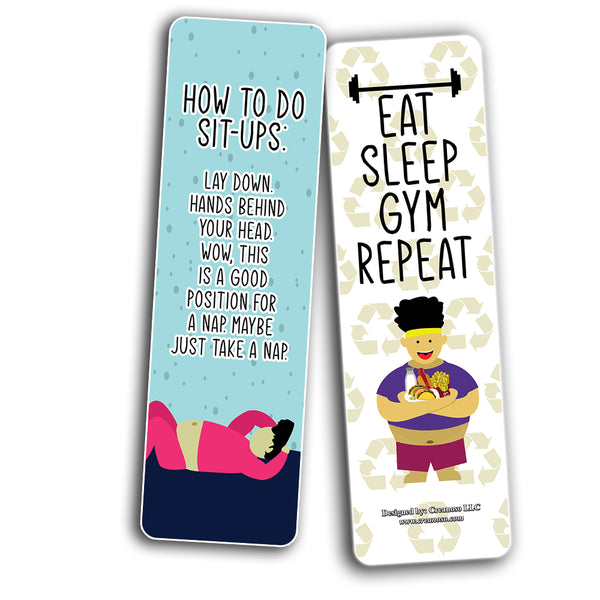 Funny Workout Quotes Bookmarks Cards (60-Pack)