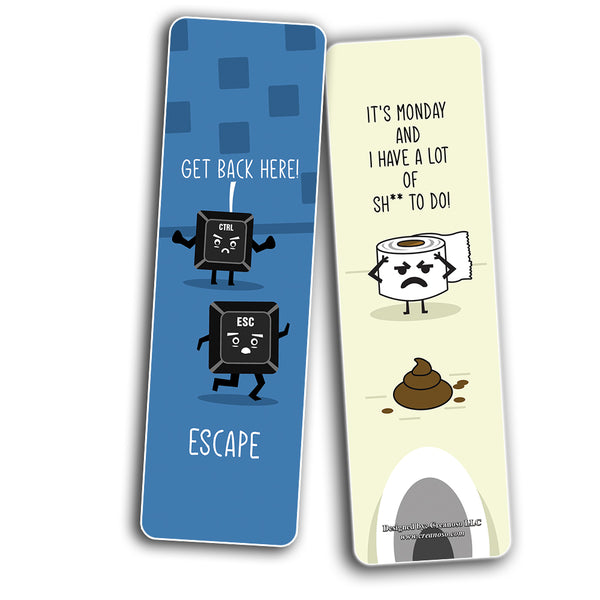 Creanoso The Real Meaning We Say (Funny Illustration) Bookmarks (12-Pack) - Unique Teacher Stocking Stuffers Gifts for Boys, Girls, Teens, - Book Reading Clippers