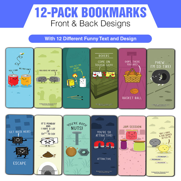 Creanoso The Real Meaning We Say (Funny Illustration) Bookmarks (12-Pack) - Unique Teacher Stocking Stuffers Gifts for Boys, Girls, Teens, - Book Reading Clippers