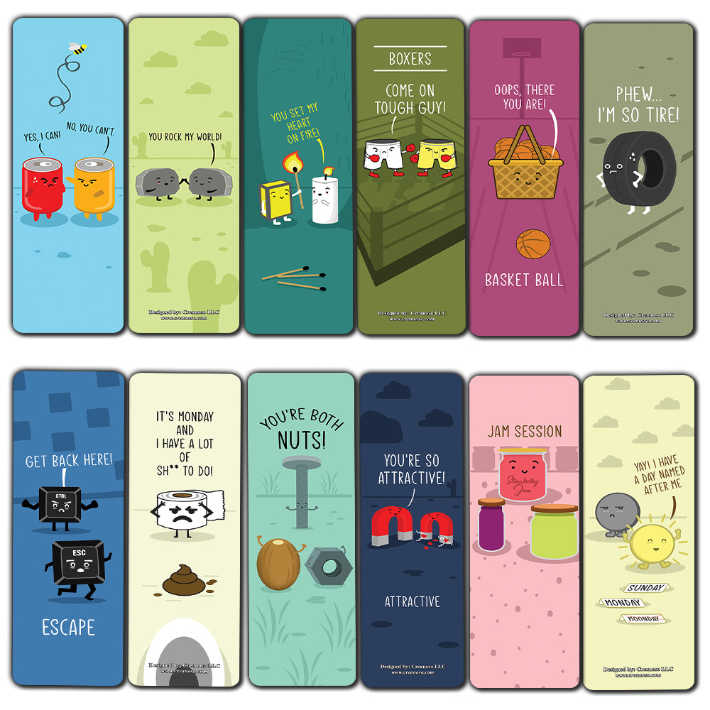 Creanoso The Real Meaning We Say (Funny Illustration) Bookmarks (30-Pack) - Classroom Reward Incentives for Students and Children - Stocking Stuffers Party Favors & Giveaways for Teens & Adults