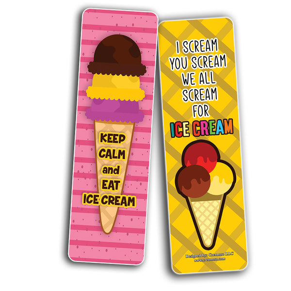 Funny Ice Cream Quotes Bookmarks (30-Pack) - Classroom Reward Incentives for Students and Children - Stocking Stuffers Party Favors & Giveaways for Teens & Adults