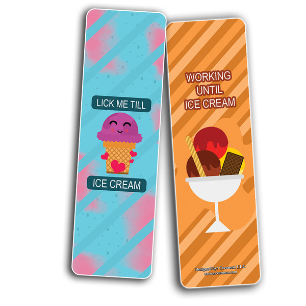 Funny Ice Cream Quotes Bookmarks (30-Pack) - Classroom Reward Incentives for Students and Children - Stocking Stuffers Party Favors & Giveaways for Teens & Adults
