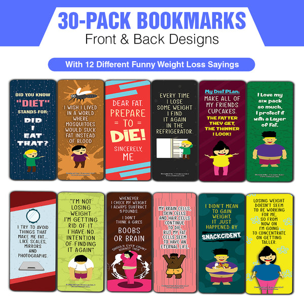 Funny weight loss sayings Bookmarks (30-Pack) - Classroom Reward Incentives for Students and Children - Stocking Stuffers Party Favors & Giveaways for Teens & Adults