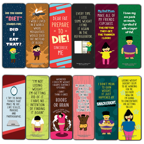 Funny weight loss sayings Bookmarks (60-Pack) - Premium Quality Gift Ideas for Children, Teens, & Adults for All Occasions - Stocking Stuffers Party Favor & Giveaways