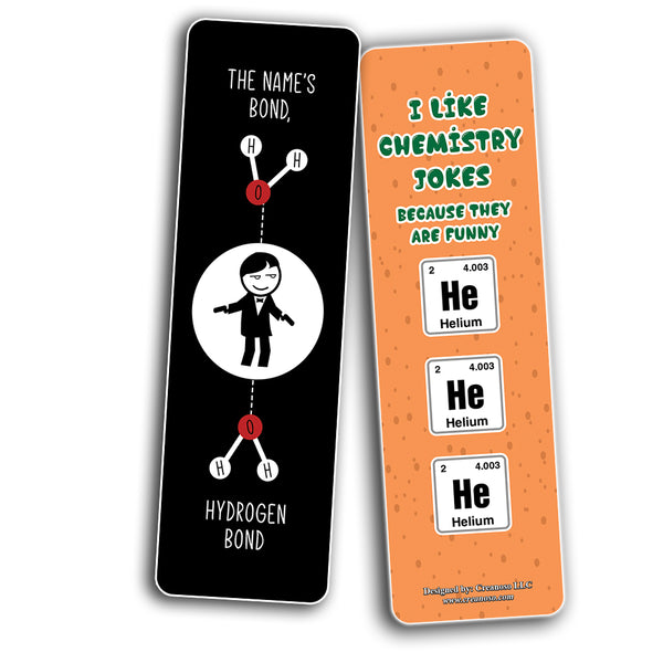Funny Chemistry Jokes Bookmarks (12-Pack) - Unique Teacher Stocking Stuffers Gifts for Boys, Girls, Kids, Teens, Students - Book Reading Clippers