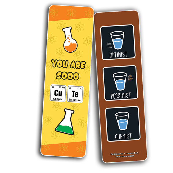 Funny Chemistry Jokes Bookmarks (60-Pack) - Premium Quality Gift Ideas for Children, Teens, & Adults for All Occasions - Stocking Stuffers Party Favor & Giveaways