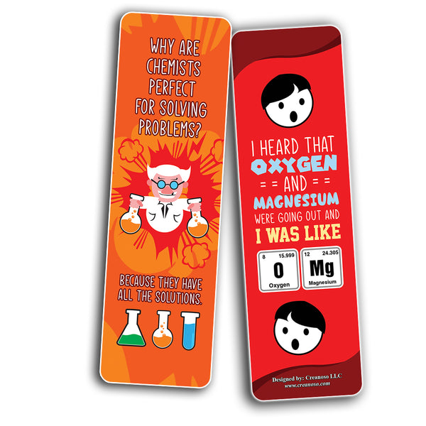Funny Chemistry Jokes Bookmarks (60-Pack) - Premium Quality Gift Ideas for Children, Teens, & Adults for All Occasions - Stocking Stuffers Party Favor & Giveaways