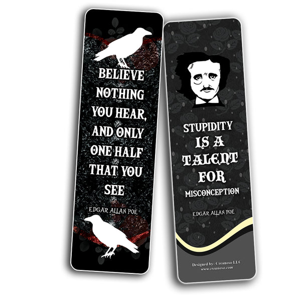 Creanoso Edgar Allan Poe Bookmarks Cards Series 2 (30-Pack) - Great Reading Rewards Incentives for Book Lovers & Literature Gifts for Young Readers