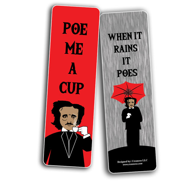 Creanoso Edgar Allan Poe Bookmarks Cards Series 2 (12-Pack) - Unique Teacher Stocking Stuffers Gifts for Boys, Girls, Kids, Teens, Students - Book Reading Clippers