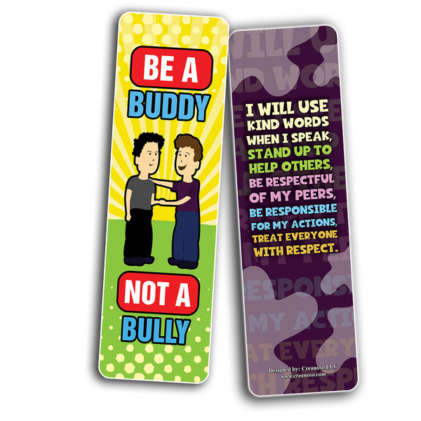 Creanoso Anti-Bullying Bookmarks Cards Series 3 (12-Pack) - Stocking Stuffers Premium Quality Gift Ideas for Children, Teens, & Adults - Corporate Giveaways & Party Favors