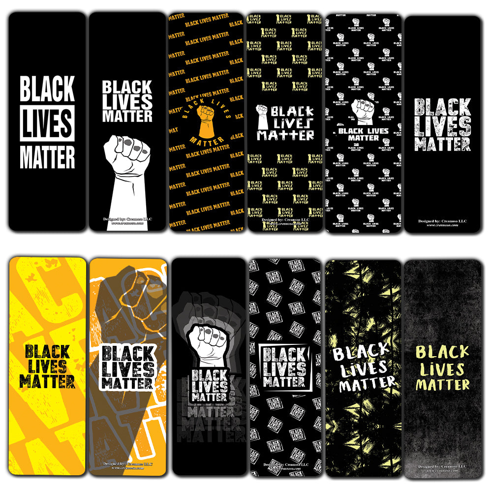 Creanoso Black Lives Matter Bookmarks Cards (12-Pack) - Unique Teacher Stocking Stuffers Gifts for Boys, Girls, Kids, Teens, Students - Book Reading Clippers
