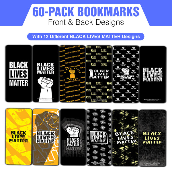 Creanoso Black Lives Matter Bookmarks Cards (60-Pack) - Premium Quality Gift Ideas for Children, Teens, & Adults for All Occasions - Stocking Stuffers Party Favor & Giveaways