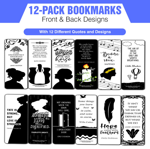 Women Writers Literary Bookmarks Cards (12-Pack)