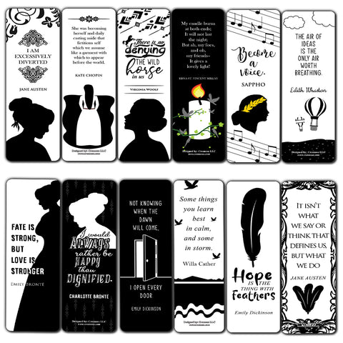 Women Writers Literary Bookmarks Cards (60-Pack)