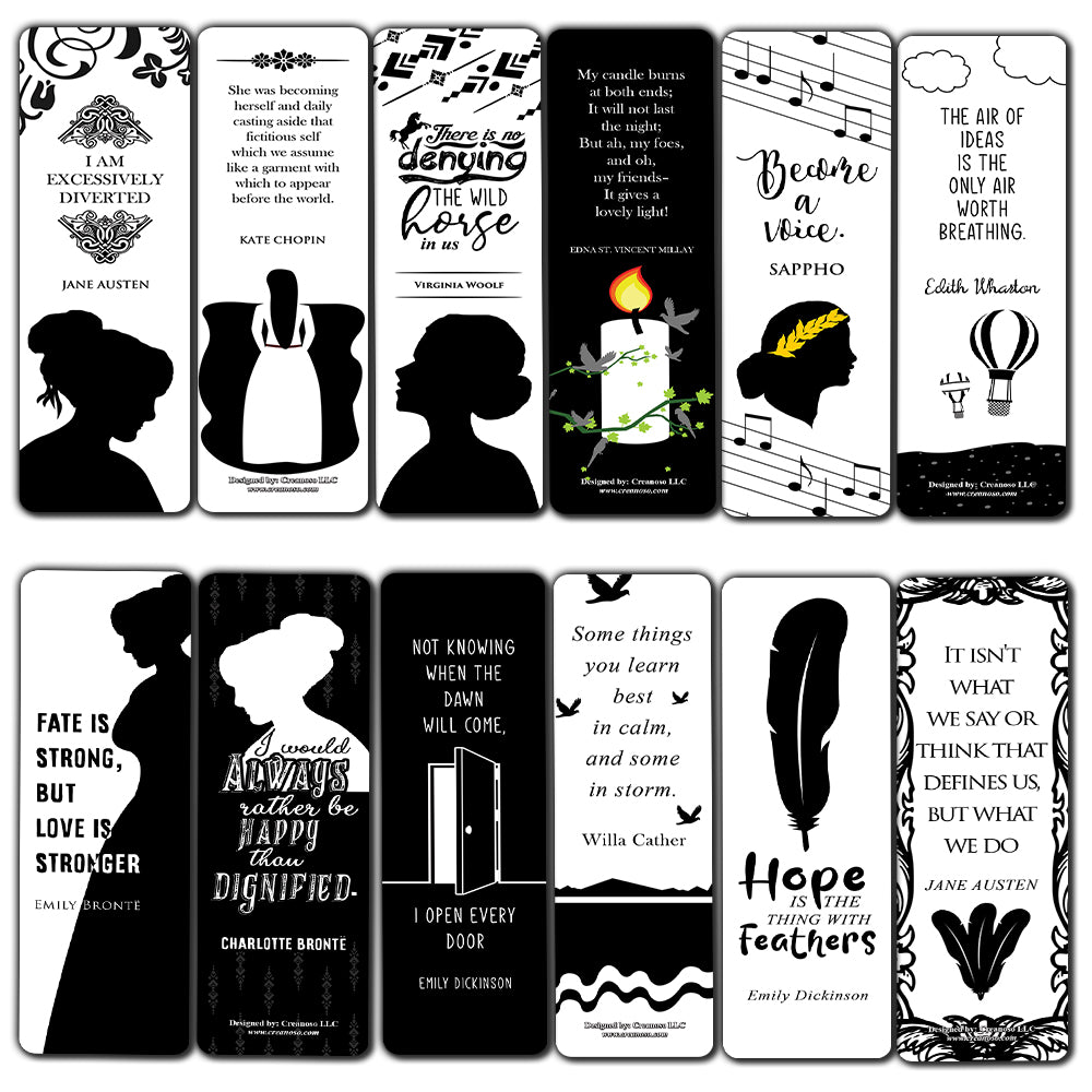 Women Writers Literary Bookmarks Cards (30-Pack) – Creanoso