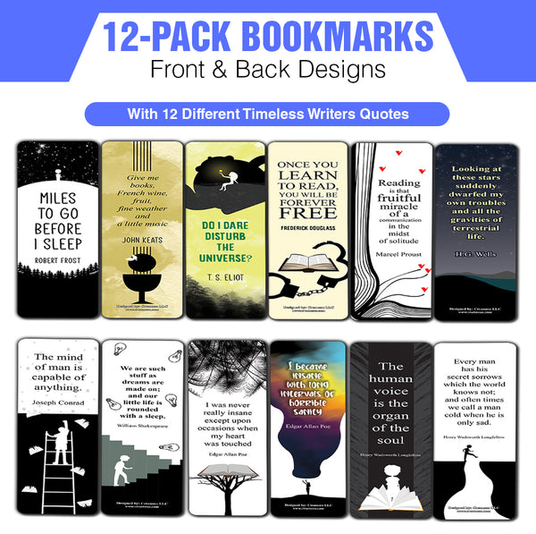 Timeless Writers Quotes Literary Bookmarks Cards (12-Pack)